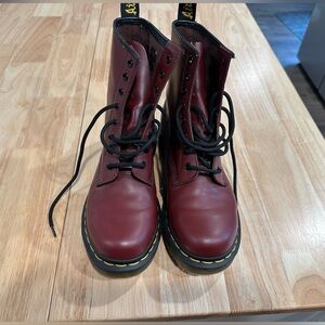 Dr. Martens Burgundy Leather Boots